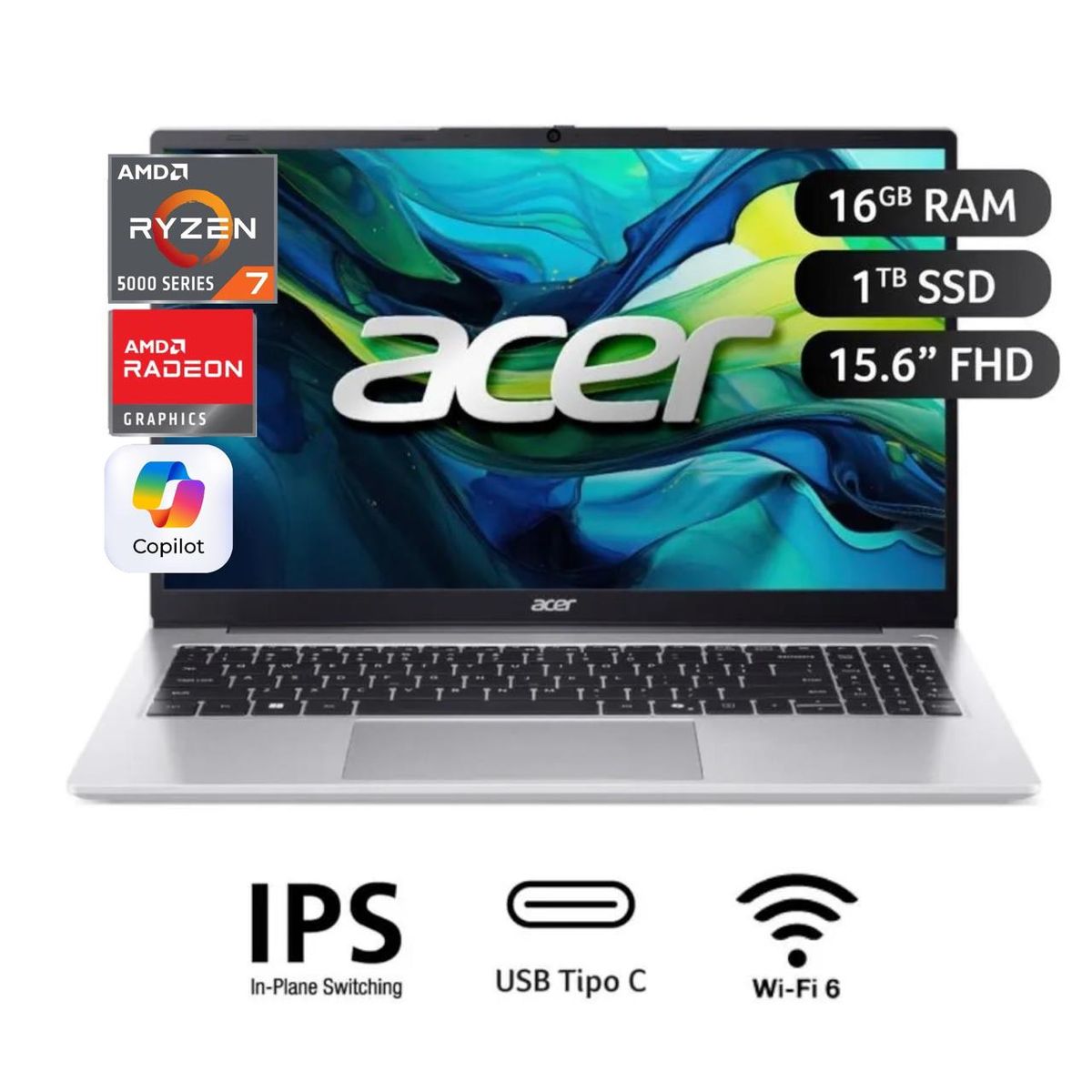ACER - Laptop Acer Ryzen 7 16GB RAM 1TB SSD 15.6FHD Windows 11 - Aspire