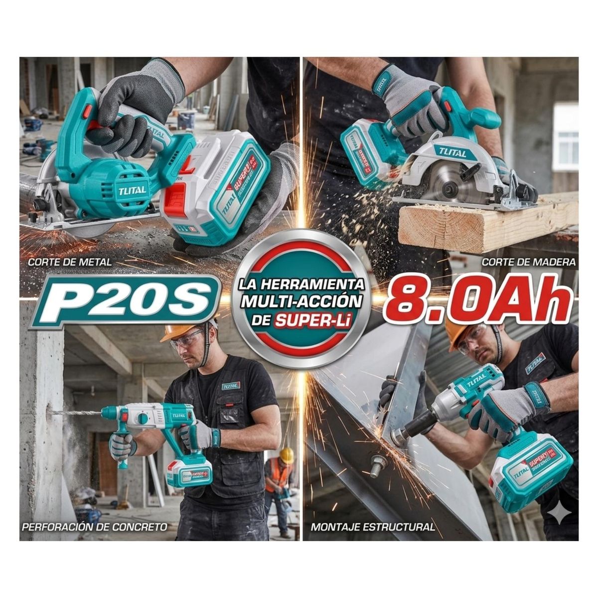 TOTAL - Batería de Litio 8 ah 20v Industrial Total