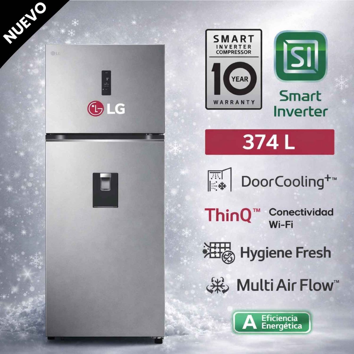 LG - Refrigeradora LG Top Freezer VT38SPYC Door Cooling+ 374L