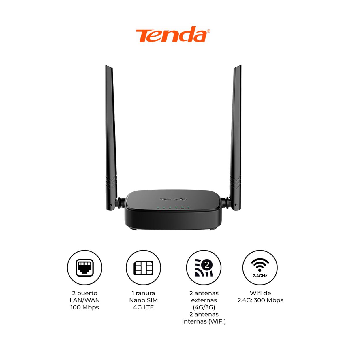 TENDA - Router 4G LTE Tenda 4G03 Pro WiFi 300Mbps SIM