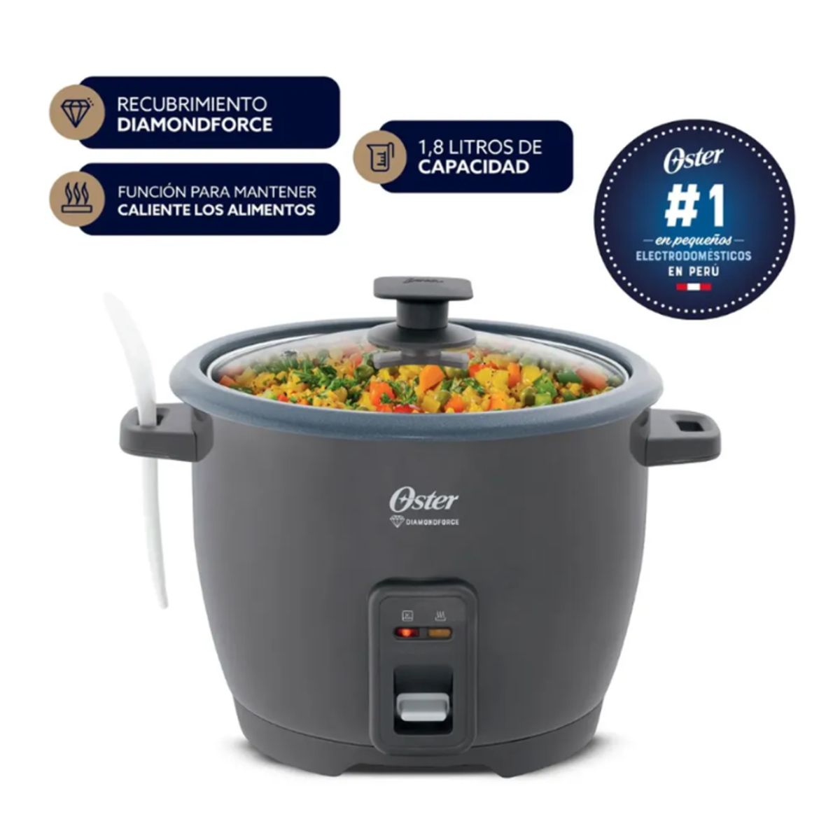 OSTER - Arrocera Oster DiamondForce 10 Tazas 1.8L Gris CKSTRCB10DFSKE-053