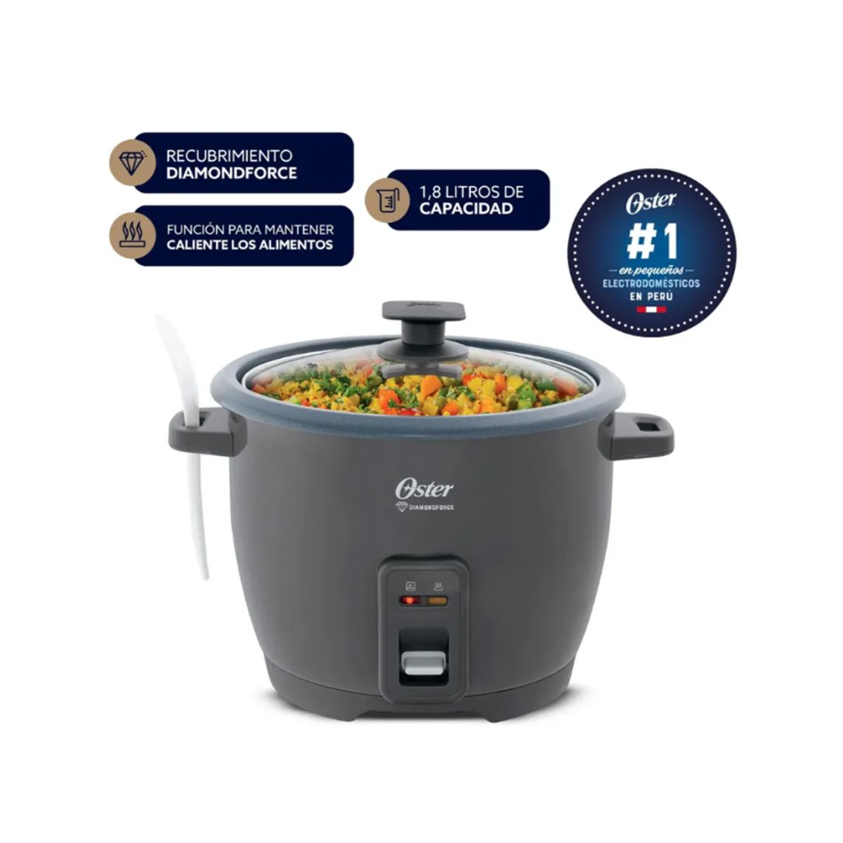 OSTER - Arrocera Oster DiamondForce 10 Tazas 1.8L Gris CKSTRCB10DFSKE-053