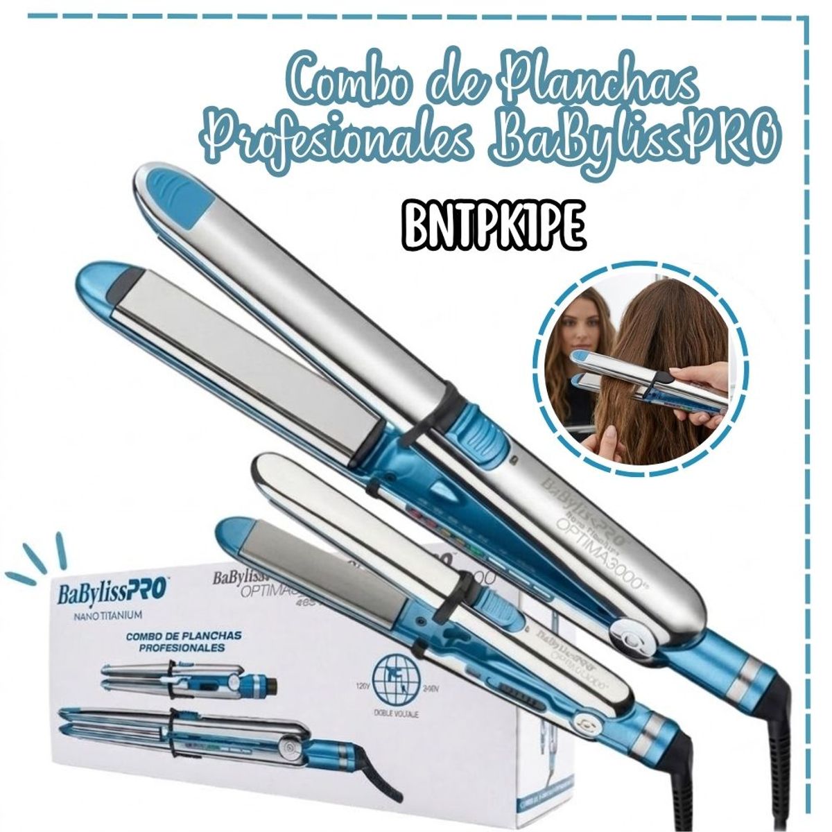BABYLISS PRO - Combo Planchas Profesionales Pro Óptima 2000 y Óptima 3000 BabylissPro