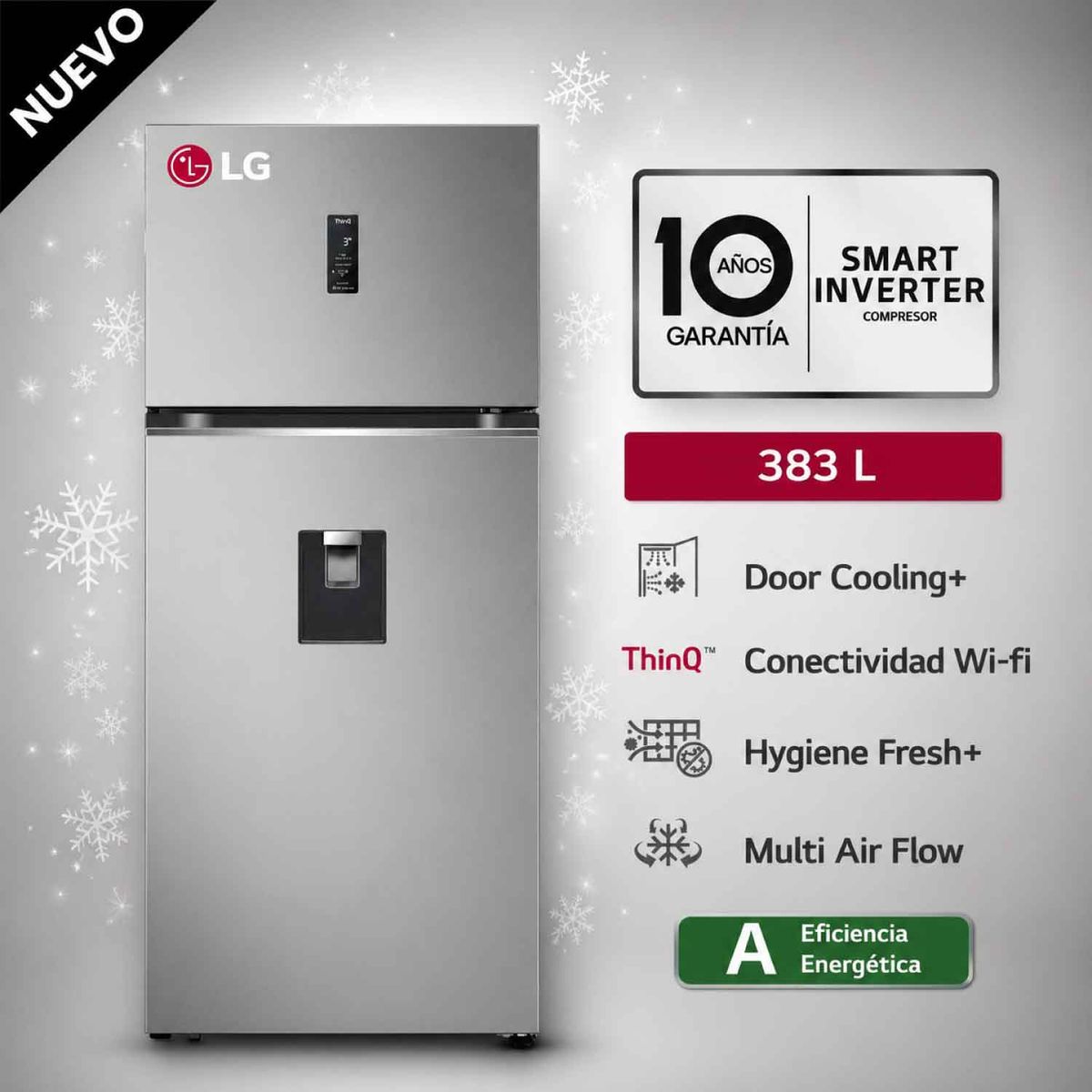 LG - Refrigeradora LG VT40APYC Top Freezer 383L con Door Cooling Cleaning Time y ThinQ