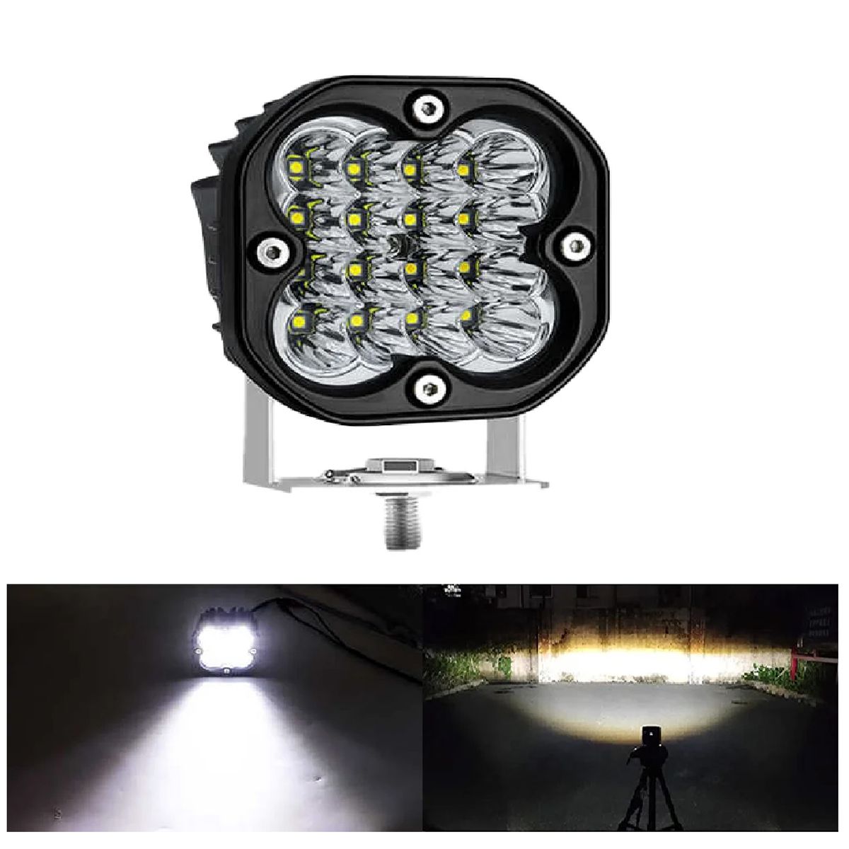 JET - Faro Cuadrado 16Led Luz Blanca 8Cm Offroad 48W