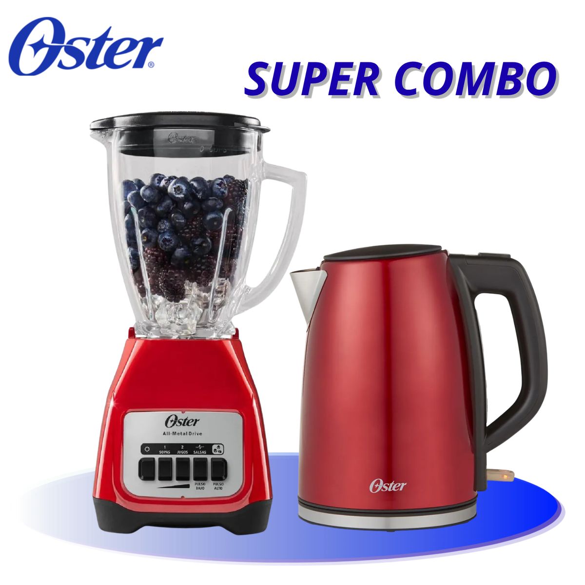 OSTER - Combo Oster: Hervidor 1.7L + Licuadora 2 Velocidades