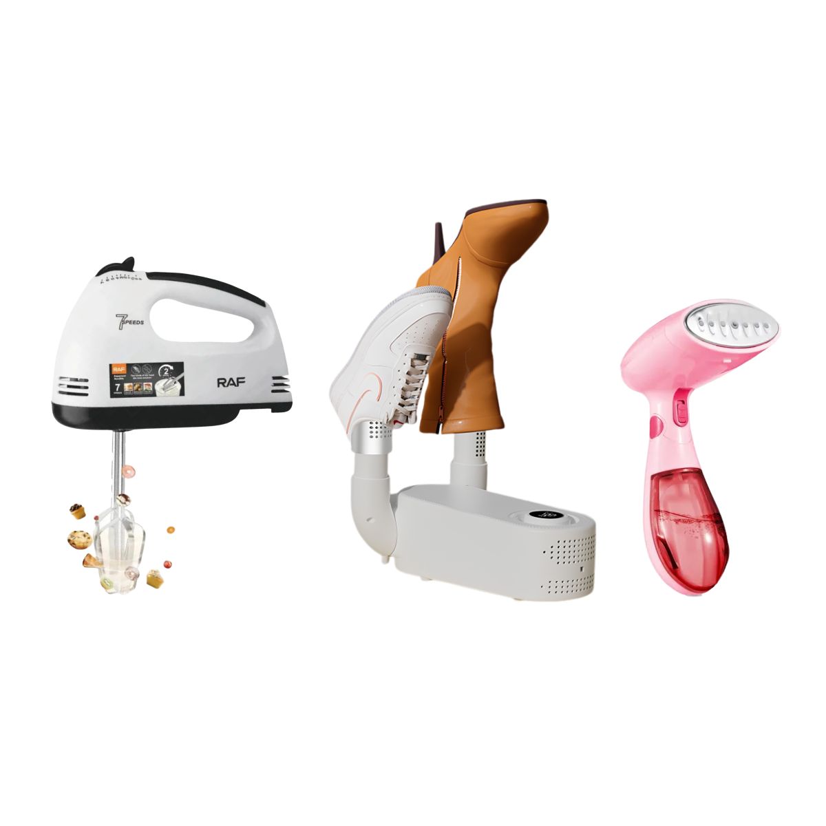 GENERICO - COMBO MAMÁ HOGAR Batidora eléctrica + vaporizador portátil + secadora de zapatos