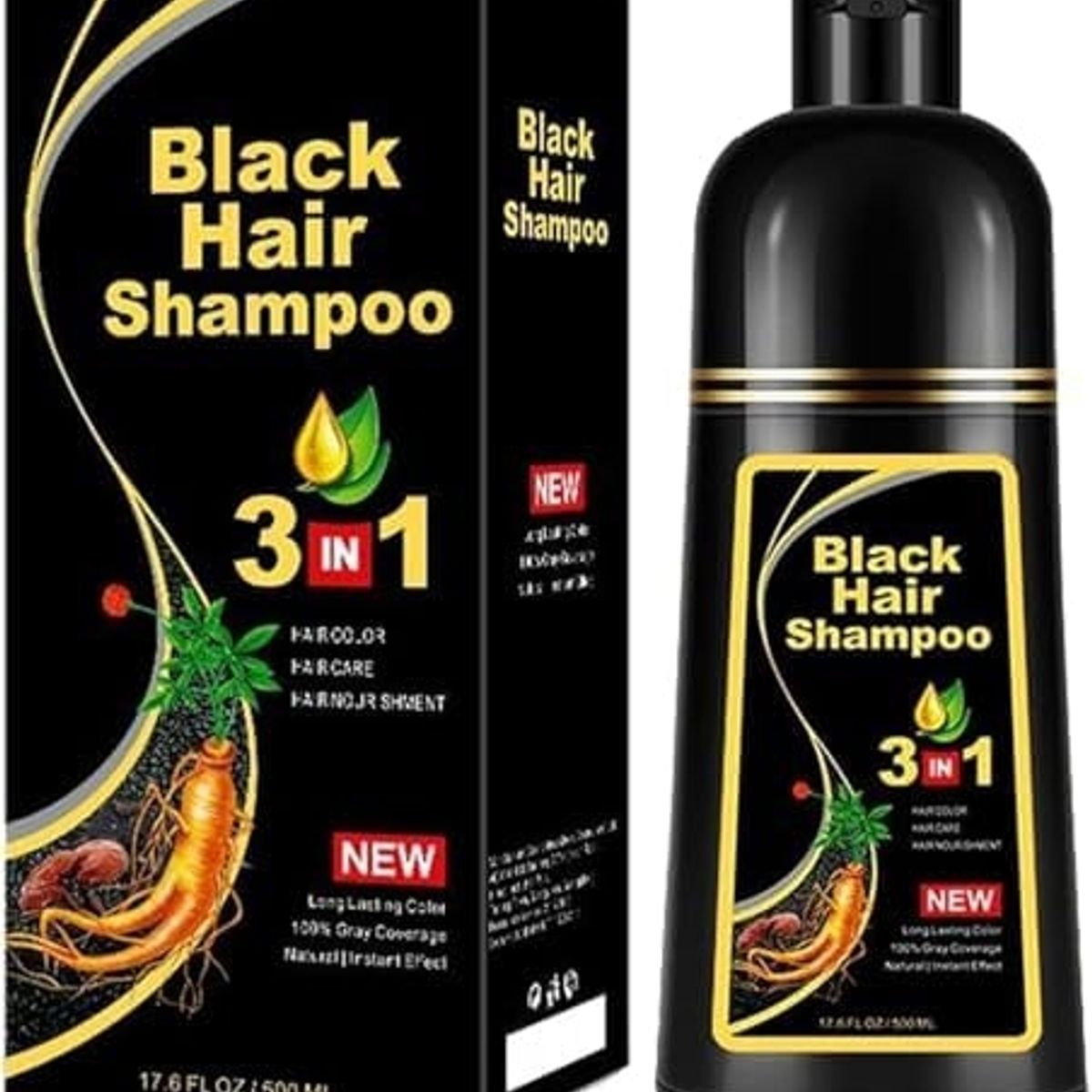 SM - Champu Tinte Para El Cabello 3 en 1 Con extracto de Jengibre Negro - 500 ml