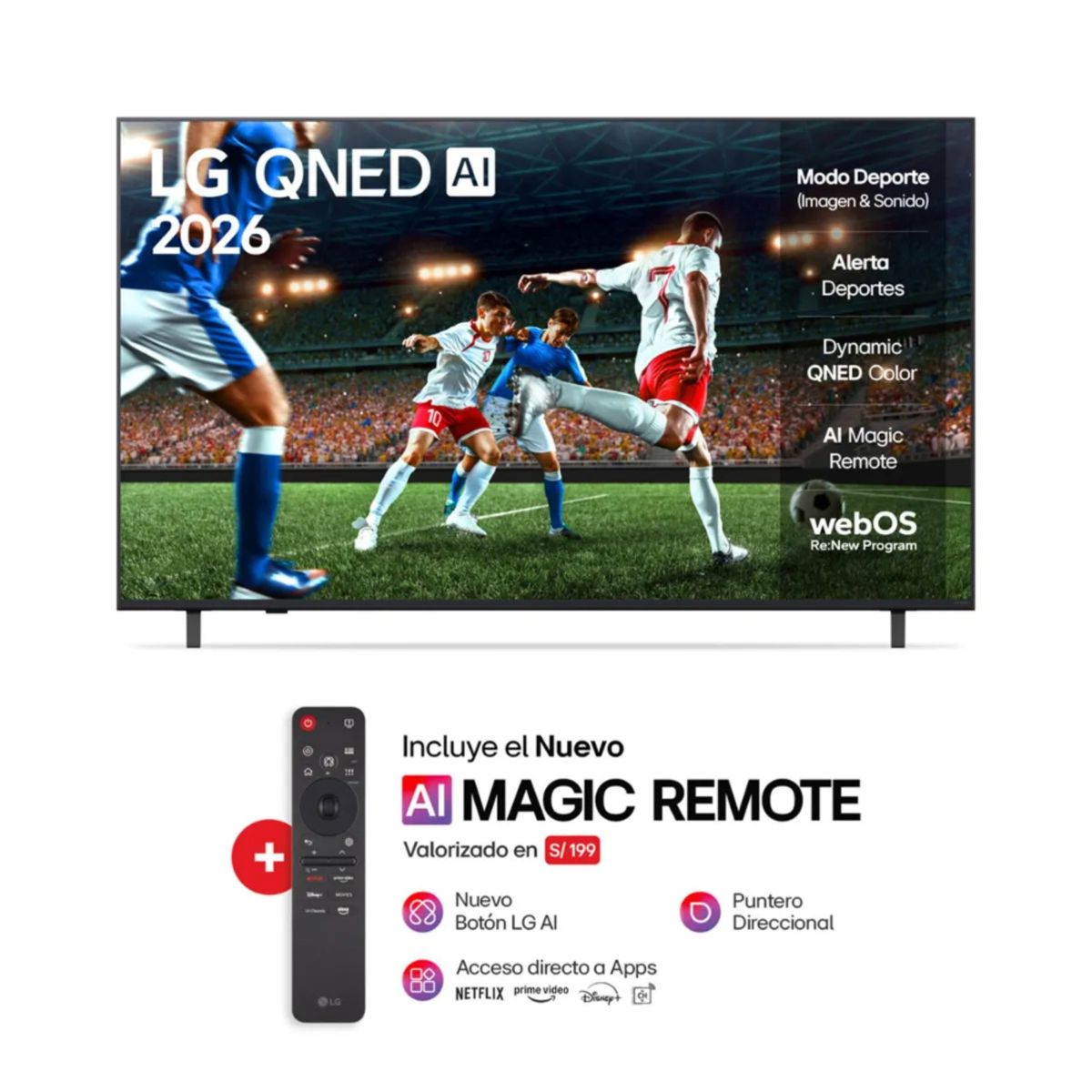 LG - Televisor LG 55 Qned 4k ThinQ Ai 55QNED73ASA Smart TV 2026