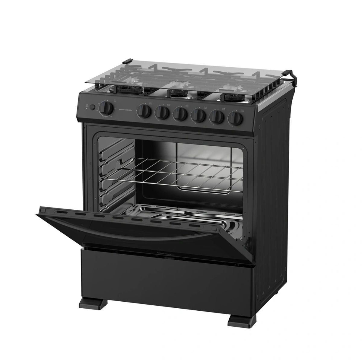 MIDEA - Cocina a Gas 30 pulgadas 6 hornillas Negro Midea  MGS30TL6B-PE