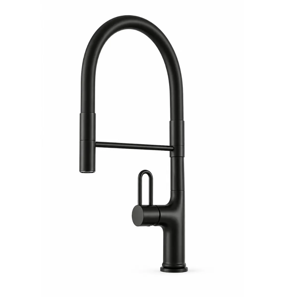 FRATELLI - Grifo Llave Lavadero Monomando Cocina Flexible Negro mate
