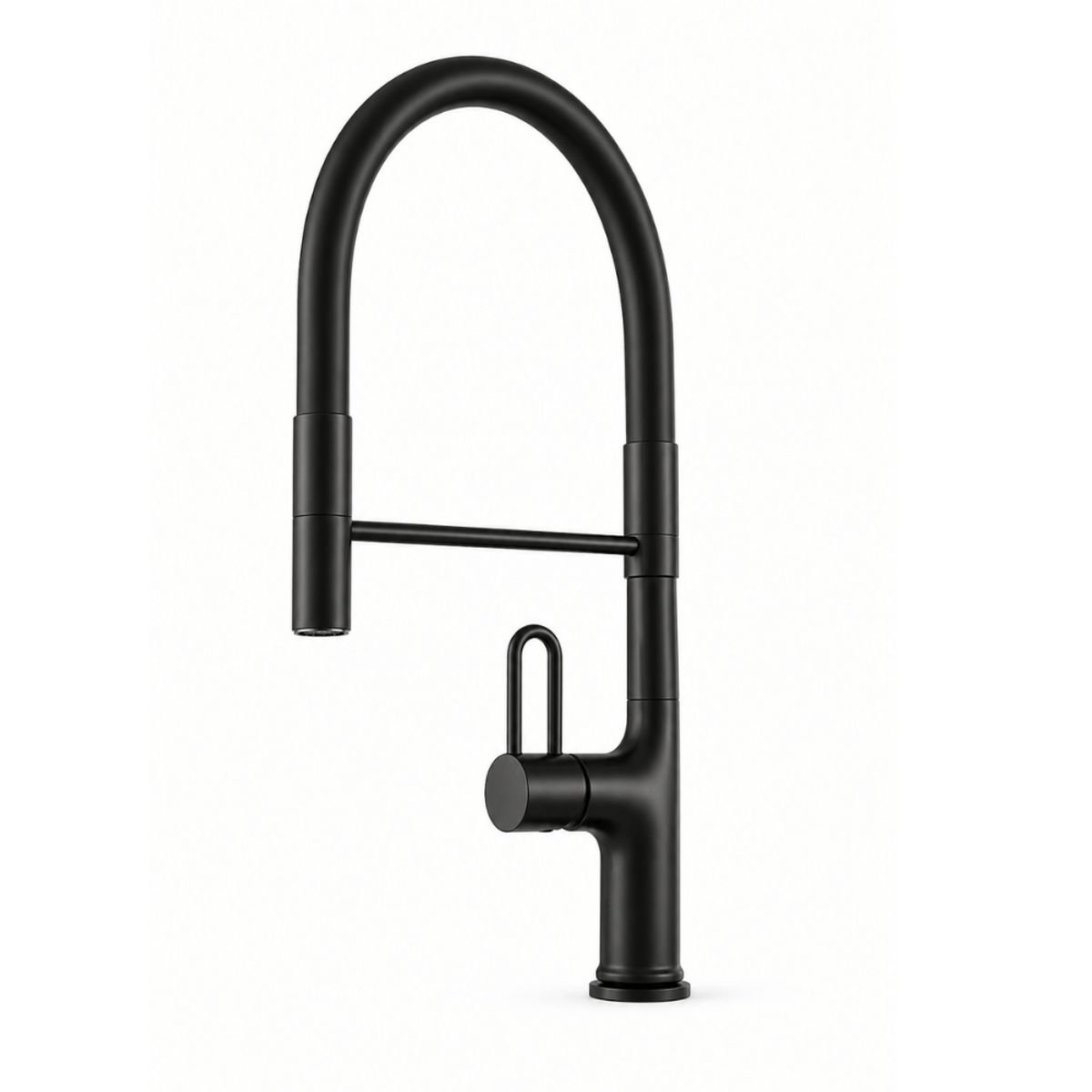FRATELLI - Grifo Llave Lavadero Monomando Cocina Flexible Negro mate