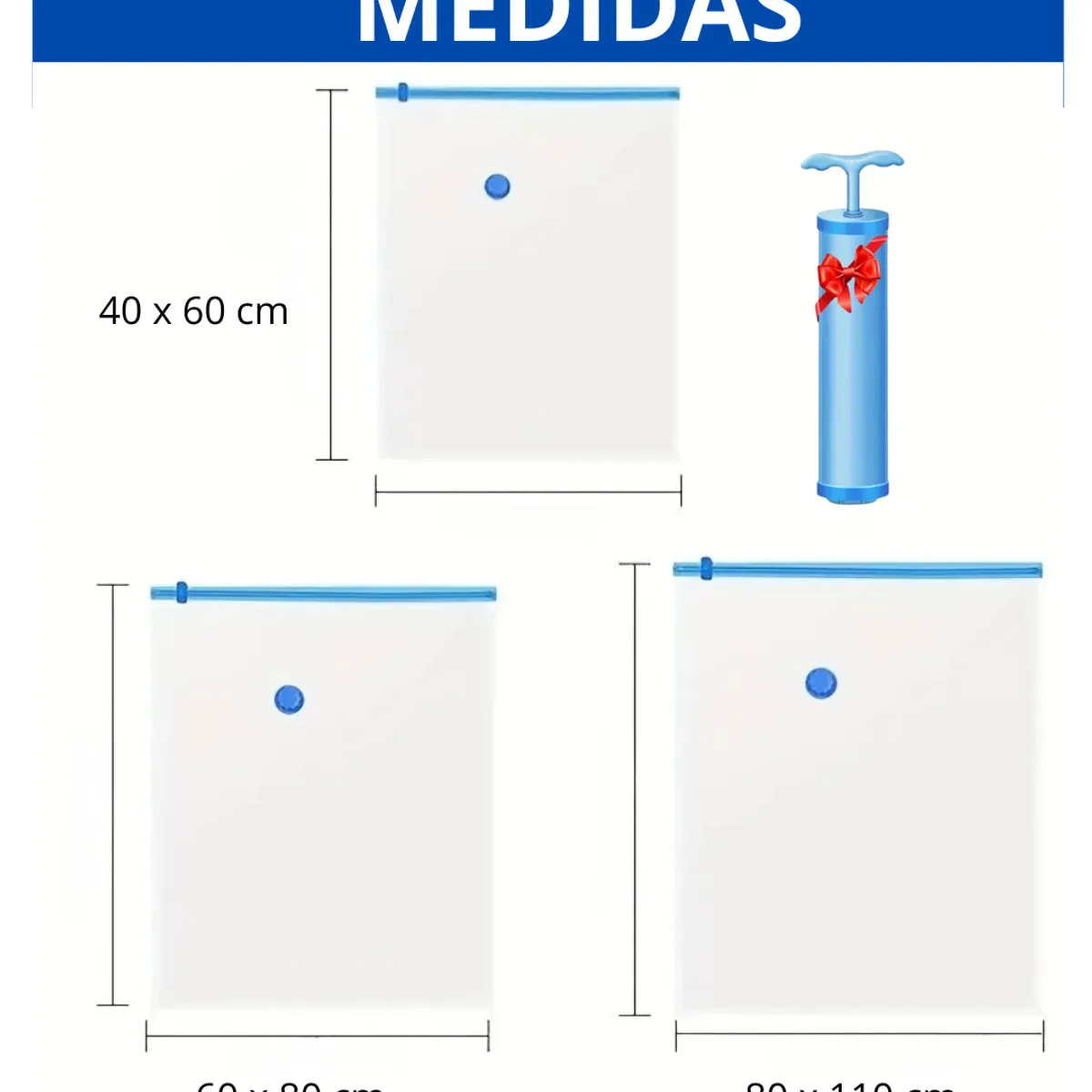 GENERICO - Bolsa al Vació 4 Bolsas + Bomba Succionadora Set x5