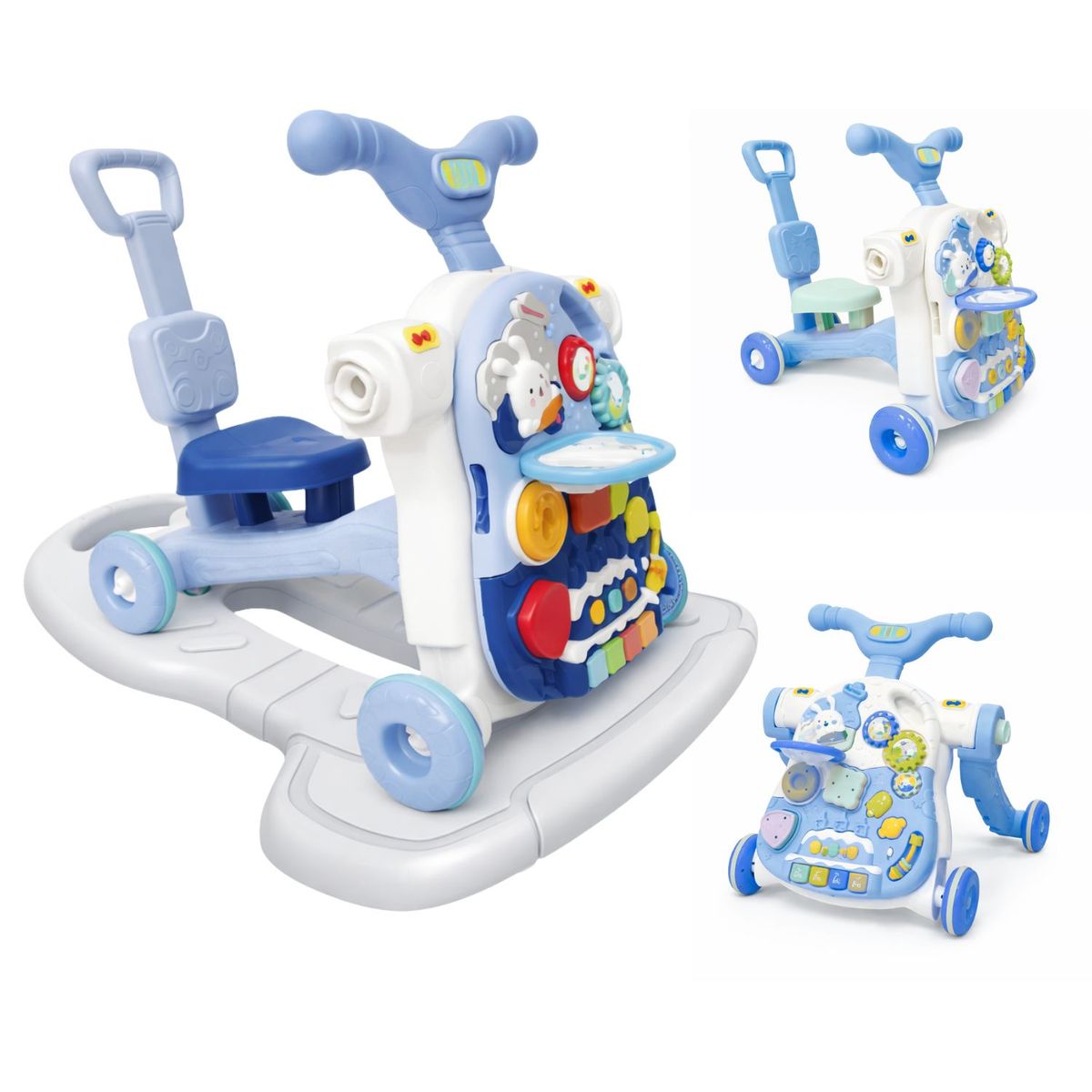 OEM - Caminador Para Bebé Con Centro De Actividades Mesa Juegos Luces Sonido Y Función Scooter Azul