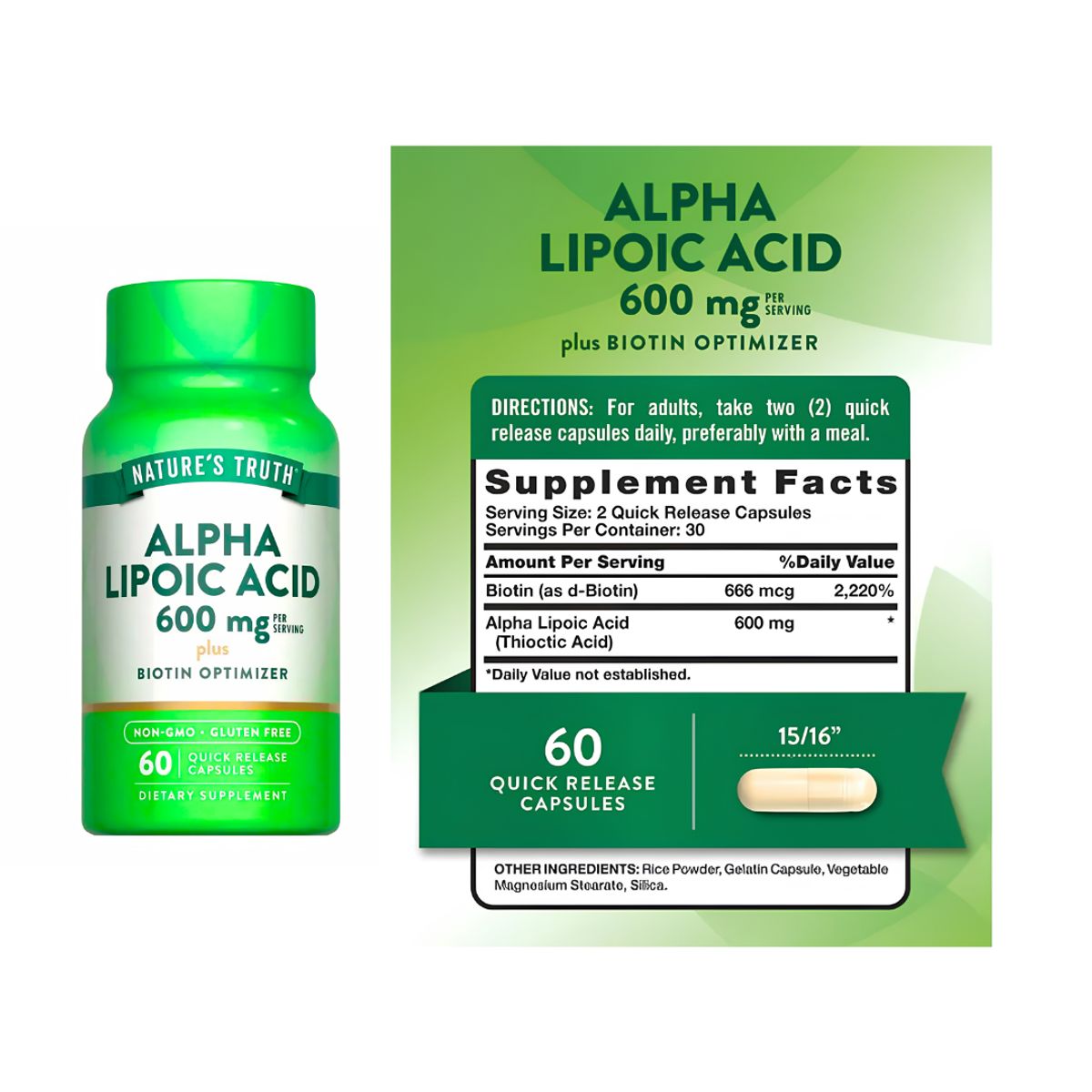 Nature'S Truth - Alpha Lipoic Acid Nature's Truth 600 mg + Biotina - 60 Cápsulas