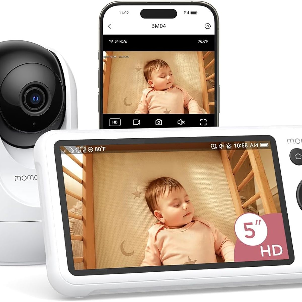 PUREPOWER - Smart WiFi Monitor de Video con Cámara HD,Visión Nocturna, Audio Bidireccional,  Alerta de Movimiento