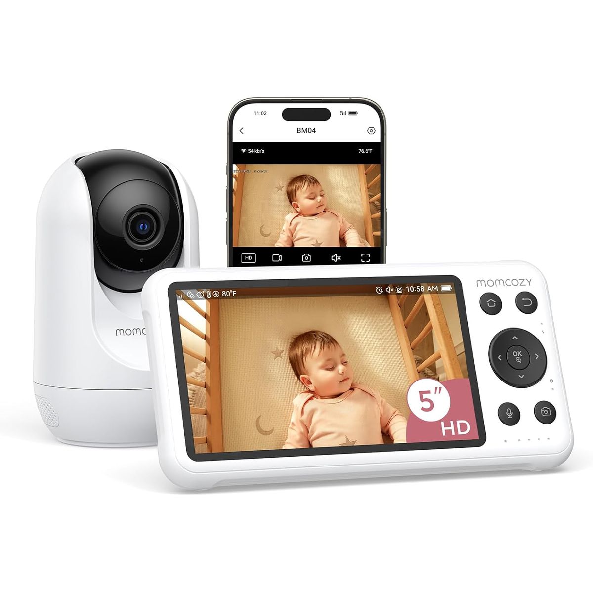 PUREPOWER - Smart WiFi Monitor de Video con Cámara HD,Visión Nocturna, Audio Bidireccional,  Alerta de Movimiento