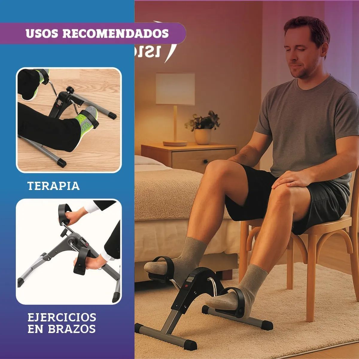 EVERSO - Pedalera Ejercitador Digital Terapia Piernas Brazos Plegable