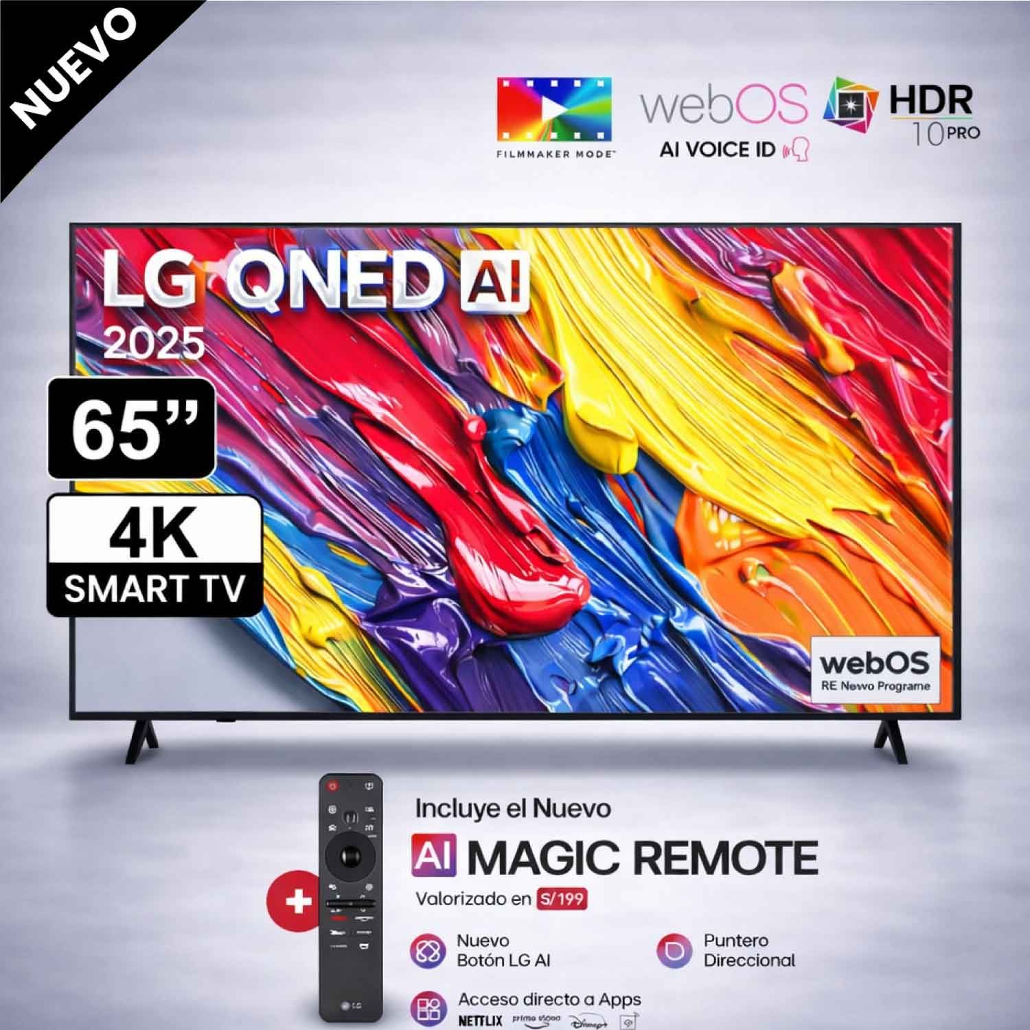 Televisor LG QNED 4K THINQ AI SMART 65 65QNED82ASG 2025