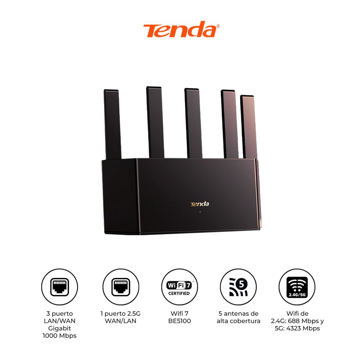 TENDA - Router WiFi 7 Tenda TE6L Pro BE5100 2.5G Mesh NFC