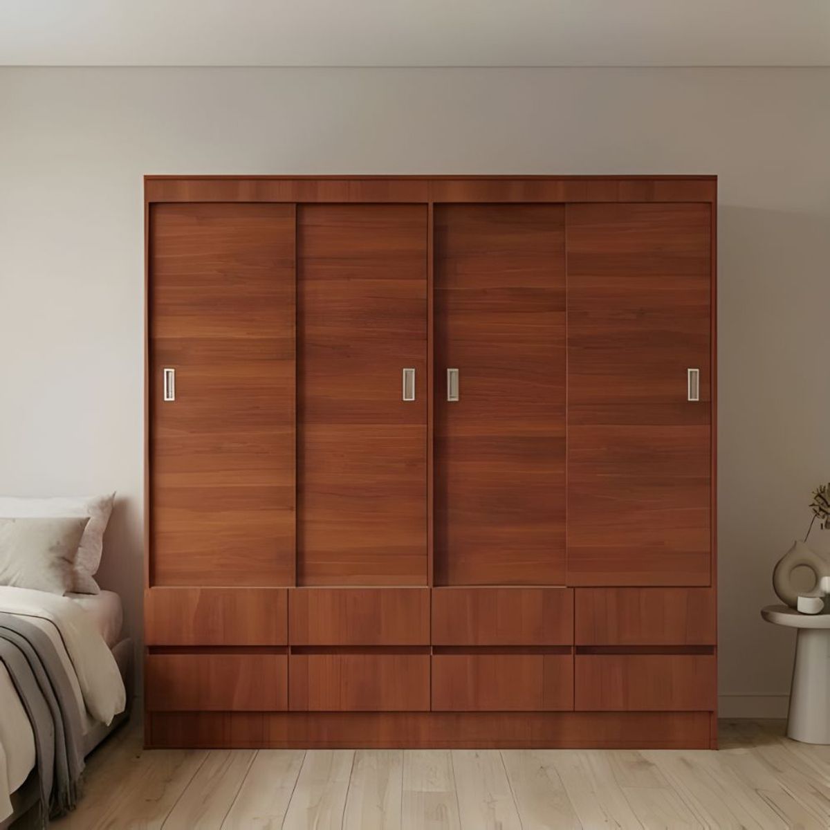 MASIVA HOME - Ropero Zara 4 puertas corredizas Marrón - Masiva Home