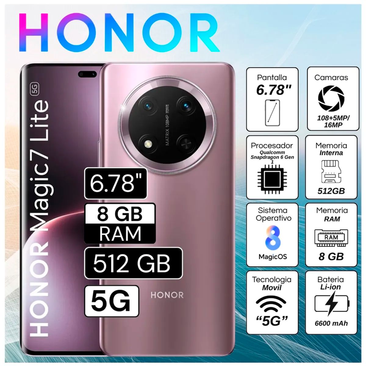 HONOR - HONOR MAGIC 7 LITE 8RAM 512GB MORADO