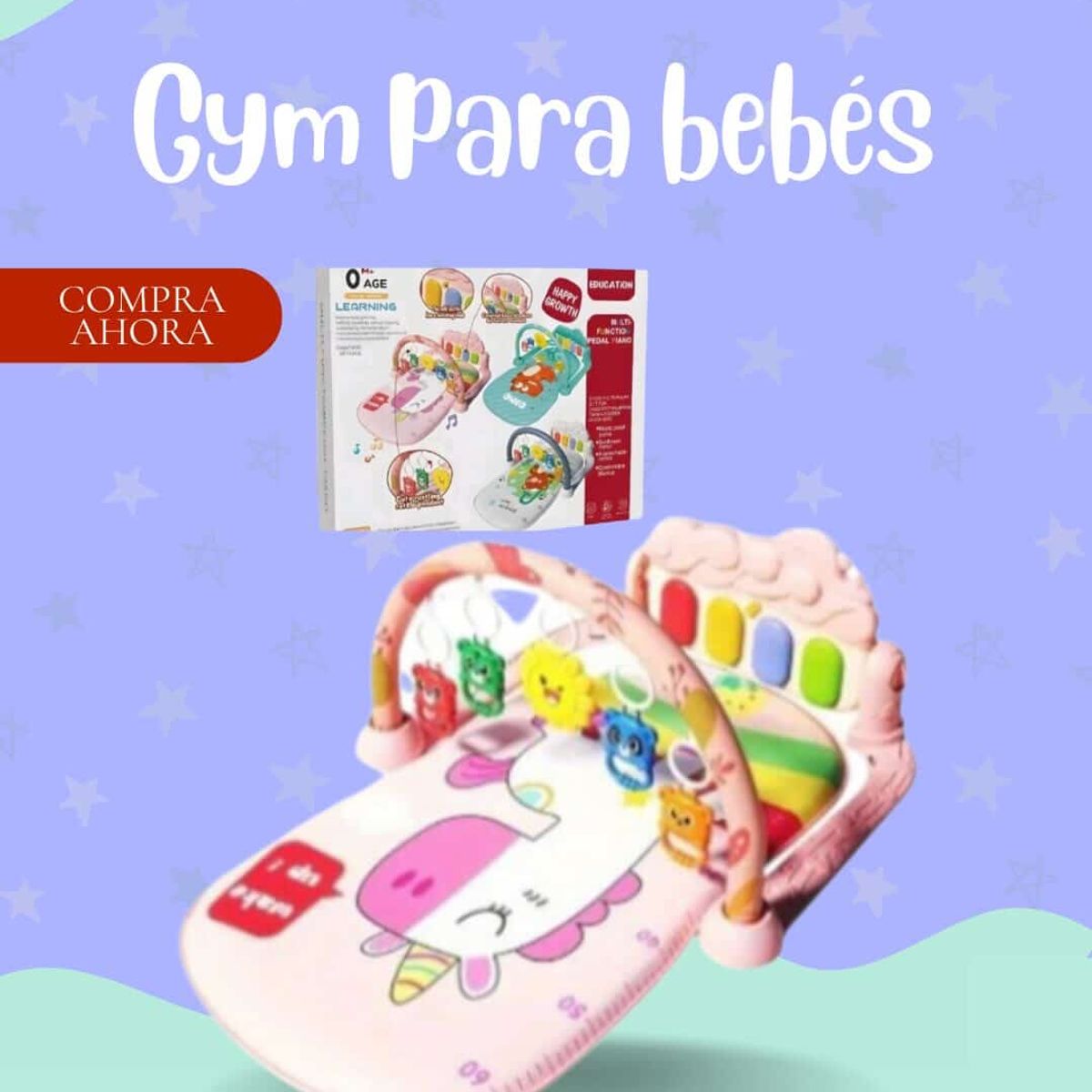 GENERICO - GYM PARA BEBE MODELO DINOROSADO PREMIUM