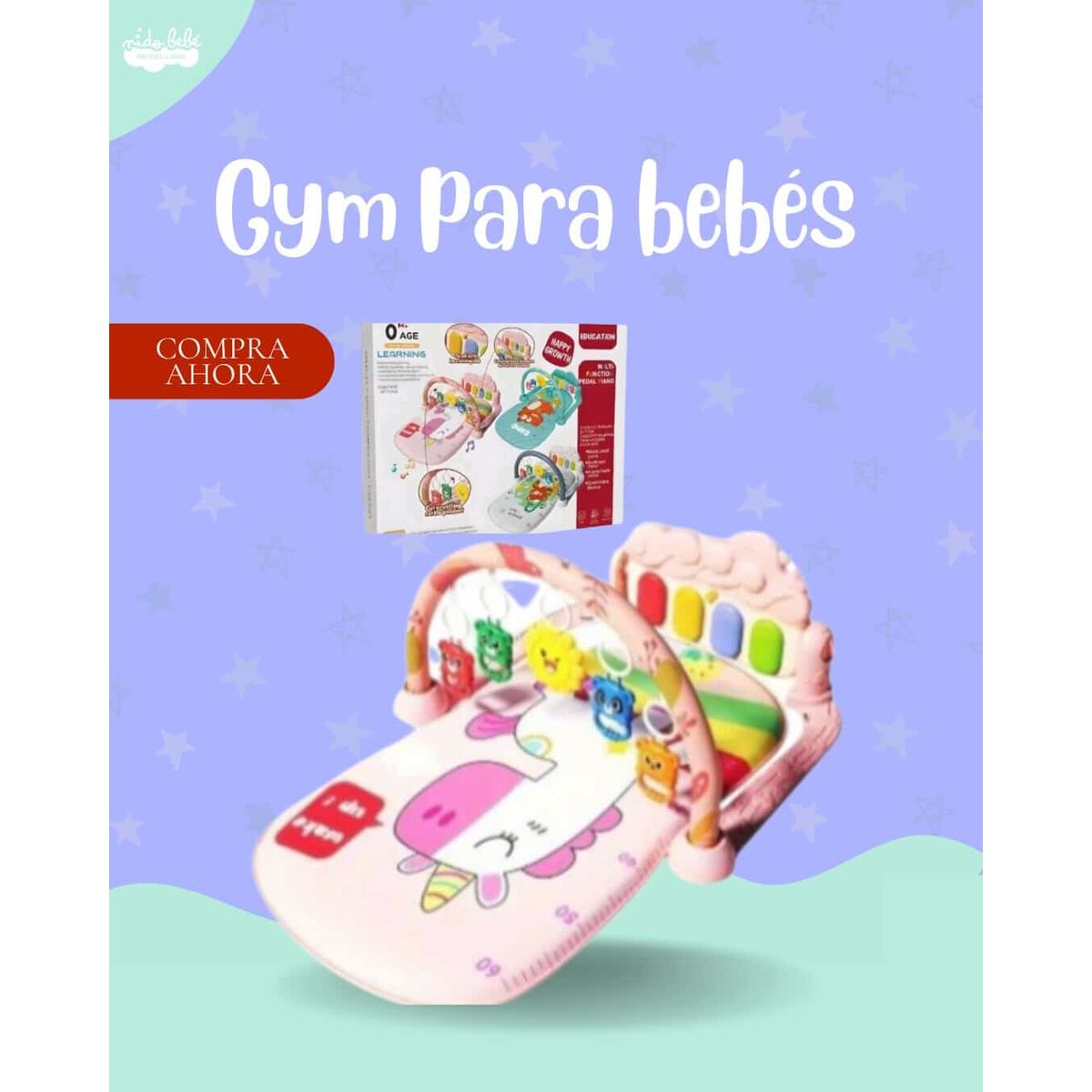 GENERICO - GYM PARA BEBE MODELO DINOROSADO PREMIUM