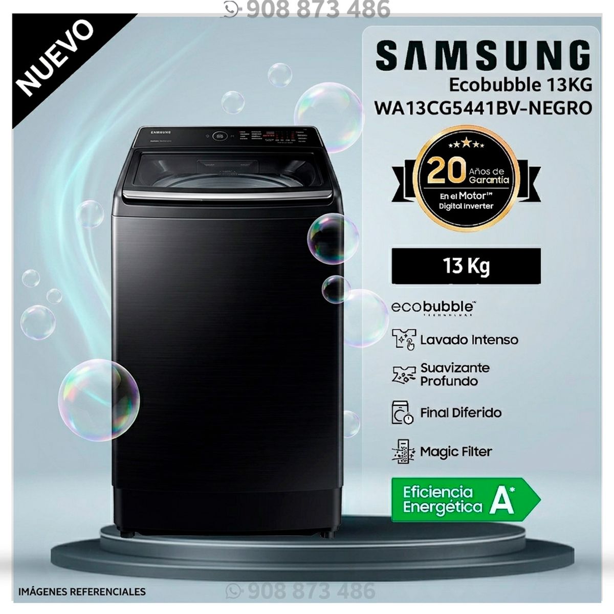 SAMSUNG - Lavadora Samsung 13 Kg Carga Superior WA13CG5441BV - Modelo Nuevo