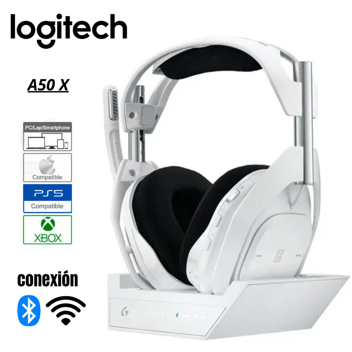 LOGITECH - Audífonos Logitech G Astro A50 X Lightspeed Bluetooth para PS5, PC y Xbox con Base Blanca