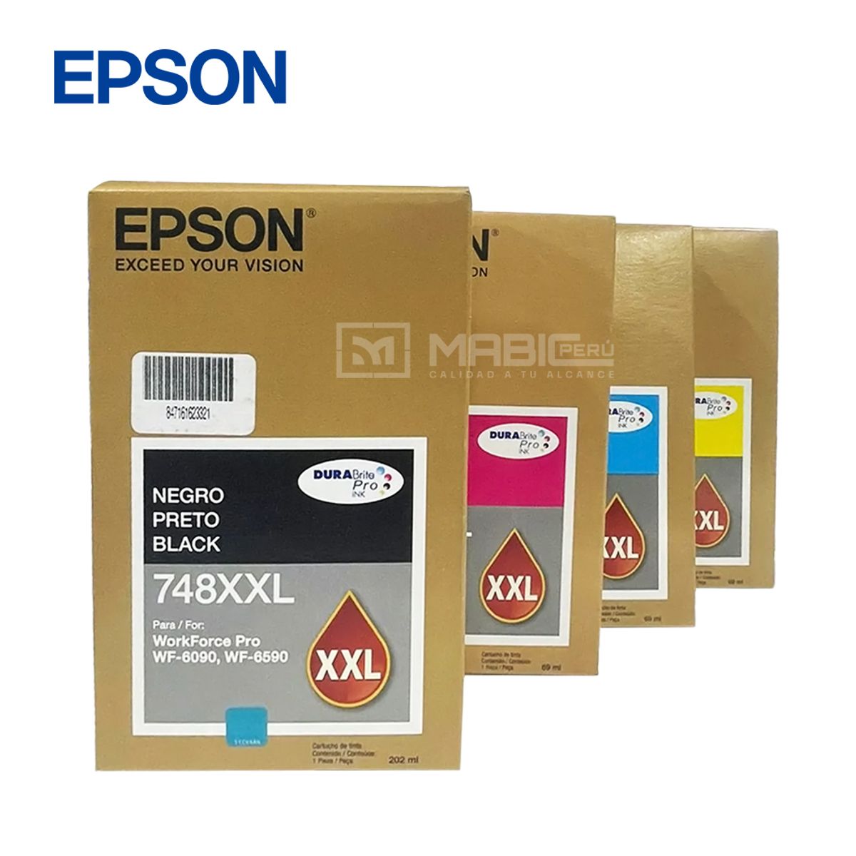 EPSON - Kit 4 Tinta Epson T748XXL WF-6090, WF-6590 Original - 202ml - 69ml