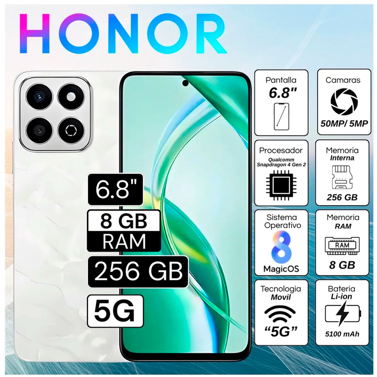 HONOR - CELULAR HONOR 200 SMART 8RAM 256GB BLANCO