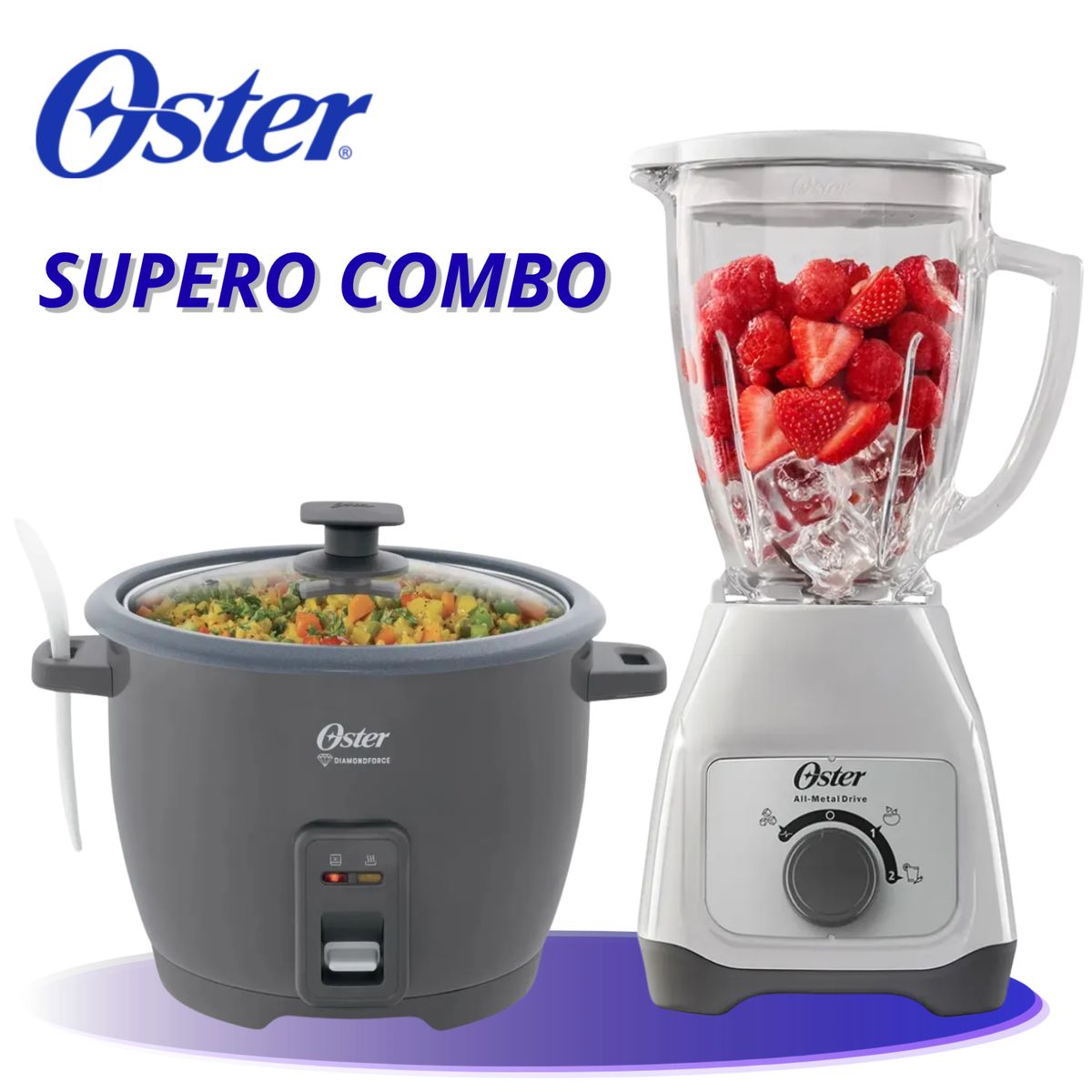 OSTER - Combo Oster: Licuadora 800W + Olla Arrocera 10 Tazas