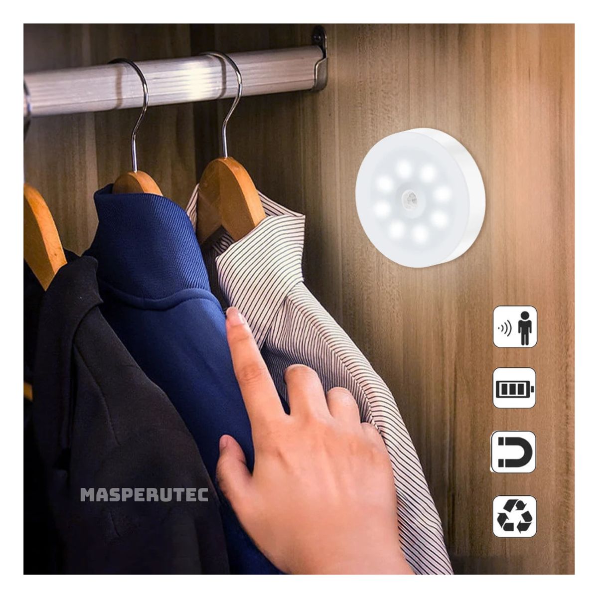 GENERICO - Luces Led con Sensor de Movimiento Recargable X6