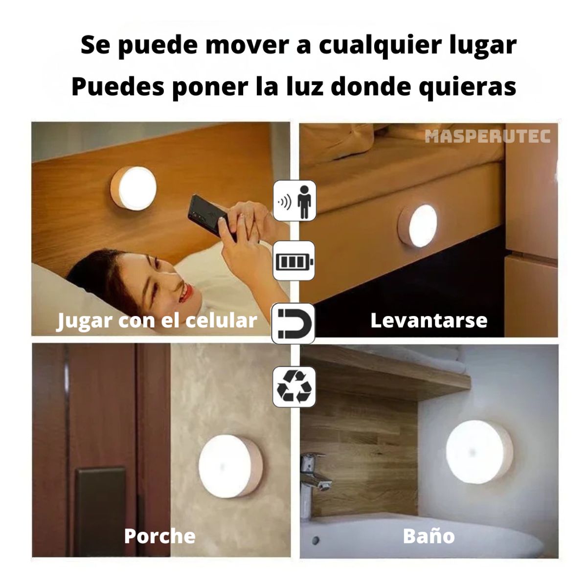 GENERICO - Luces Led con Sensor de Movimiento Recargable X6