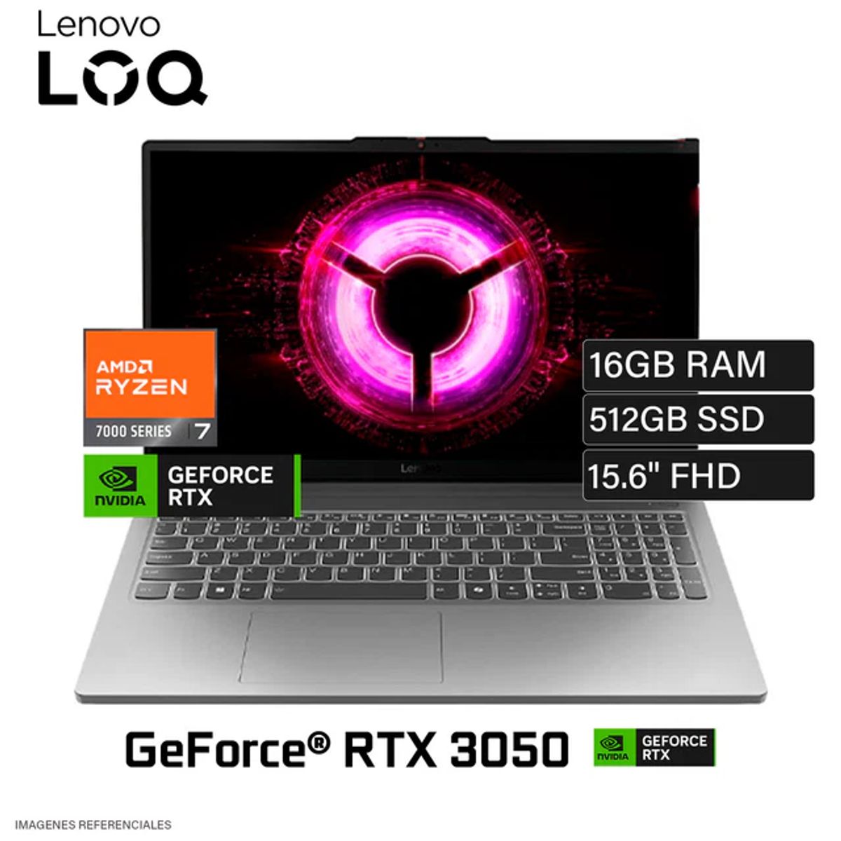 LENOVO - LAPTOP LENOVO LOQ 15ARP10E AMD RYZEN 7 7735HS 83S0001LLM RAM 16GB SSD 512GB 15.6" FHD RTX 4050 6GB