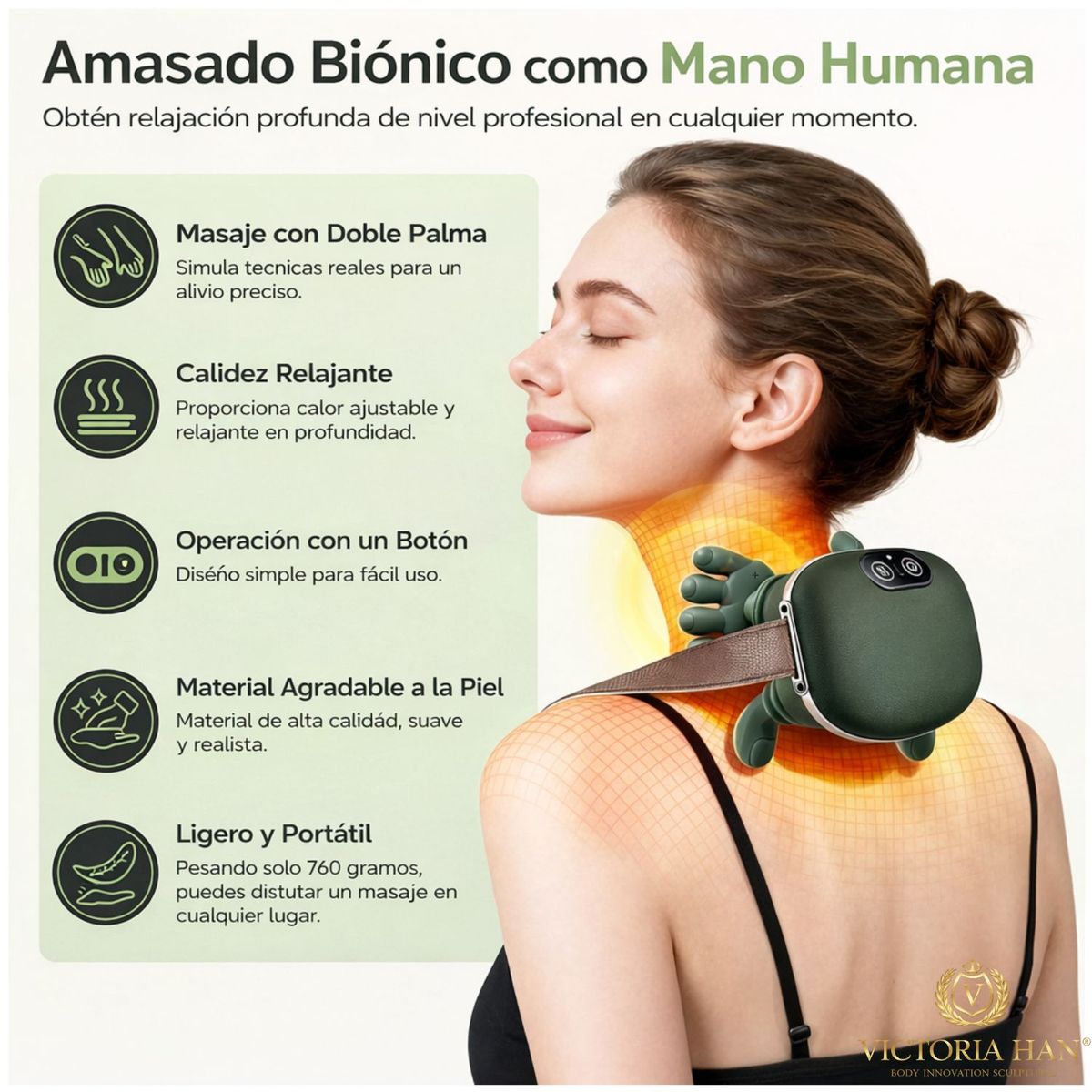 OEM - Masajeador de Cuello y Hombros con Calor 4D Shiatsu en Forma de Manitos