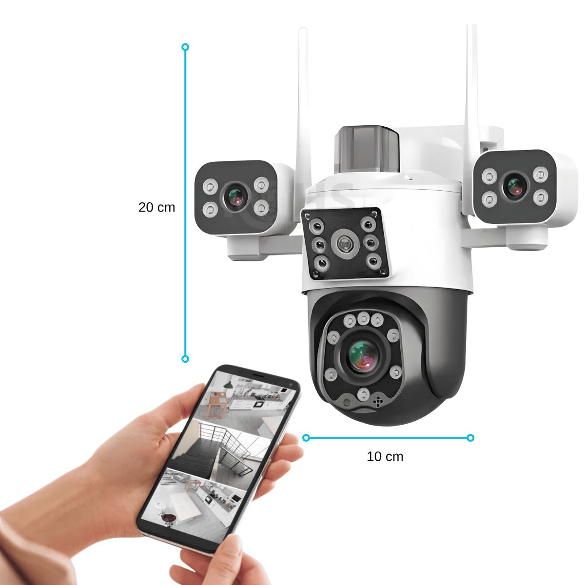 OEM - Cámara De Seguridad Pulpo WiFi Exterior 3 Lentes 3K Con Visión Nocturna 360°