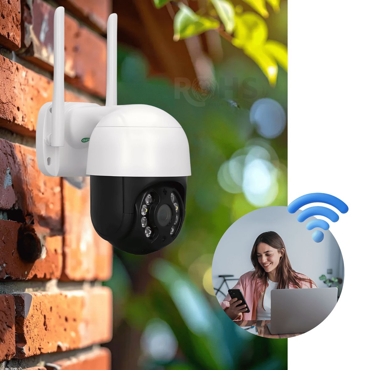 OEM - Cámara De Seguridad WiFi Exterior 360° 1080P Con Visión Nocturna Audio Bidireccional Y Detección De Movimiento