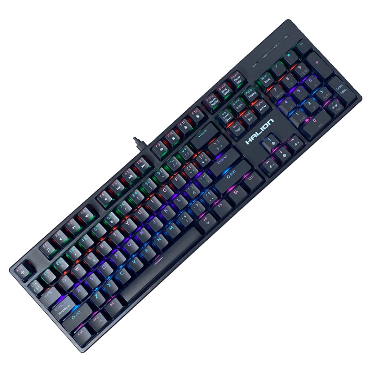 HALION - KIT GAMER TECLADO MECANICO Y MOUSE 7200 DPI BLACK LED RAINBOW HALION PEGASO HA-861C