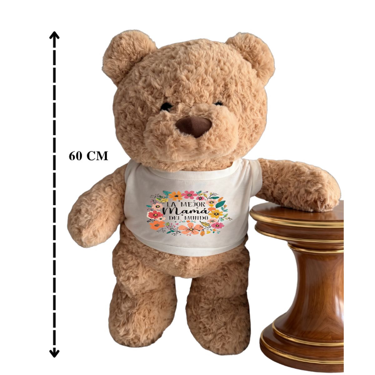 GENERICO - Oso de Peluche Gigante 60cm Antialérgico Personalizado Día de la Madre Regalo diseño Mamá-5