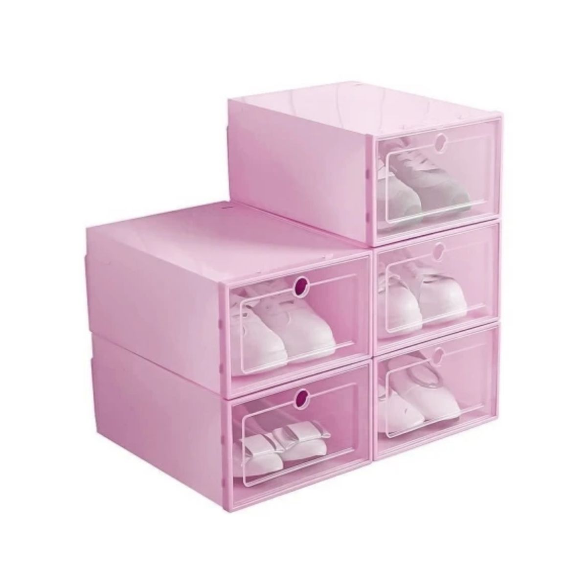 GENERICO - Set x8 Cajas Plásticas ABS Armables Para Zapatos - Rosado