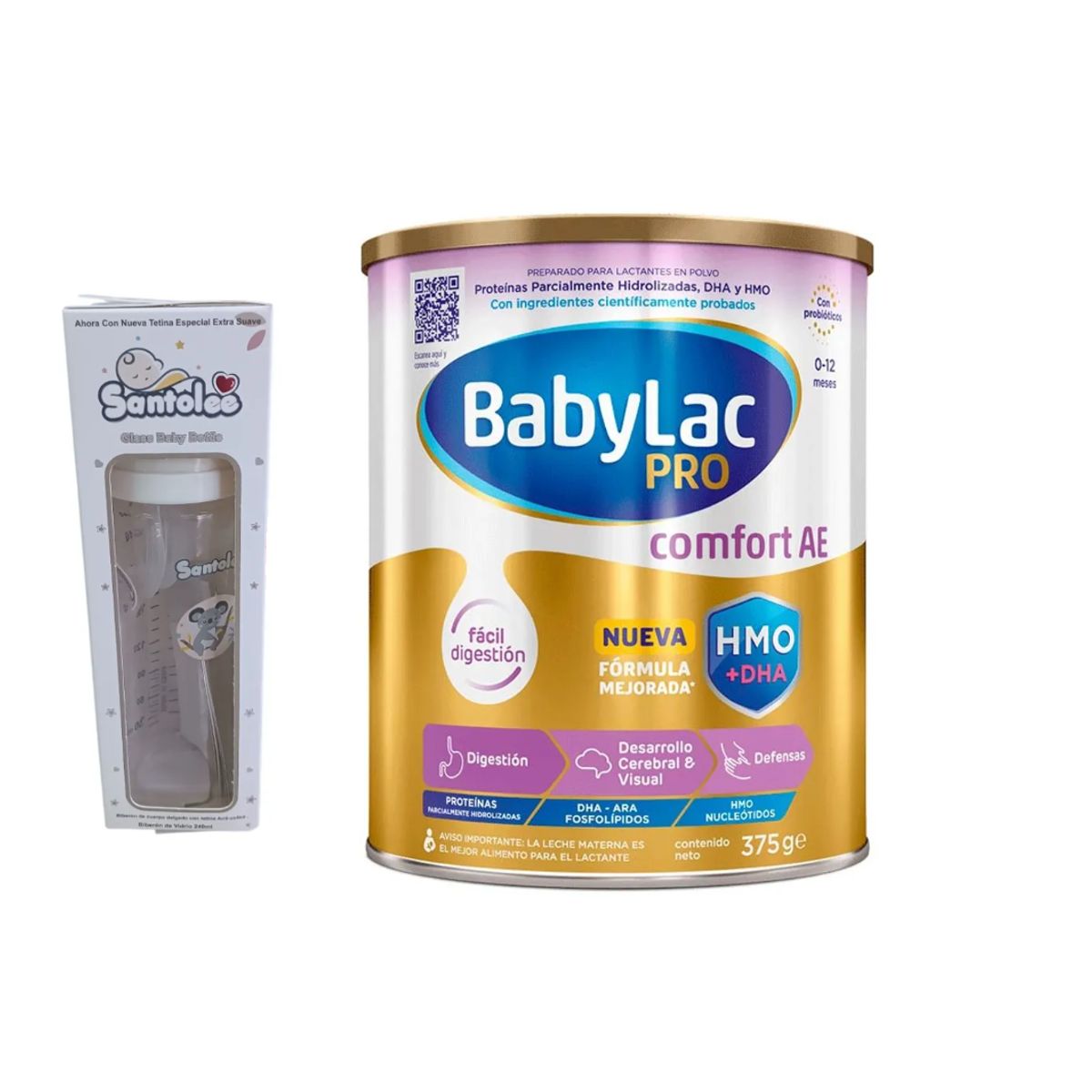 SANTOLEE - Biberon Santole Natural 80 Onzas Vidrio + leche Babylac Pro