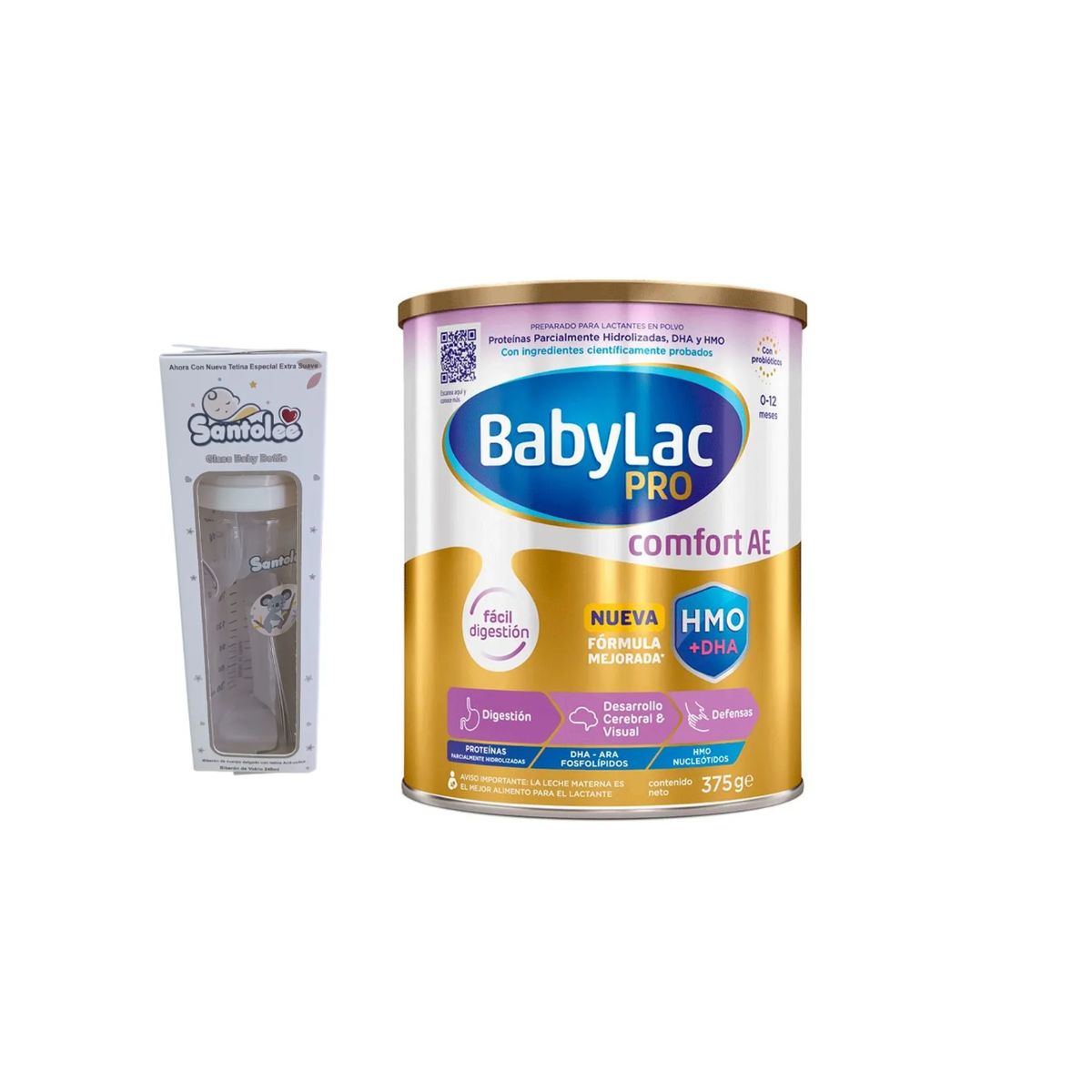 SANTOLEE - Biberon Santole Natural 80 Onzas Vidrio + leche Babylac Pro