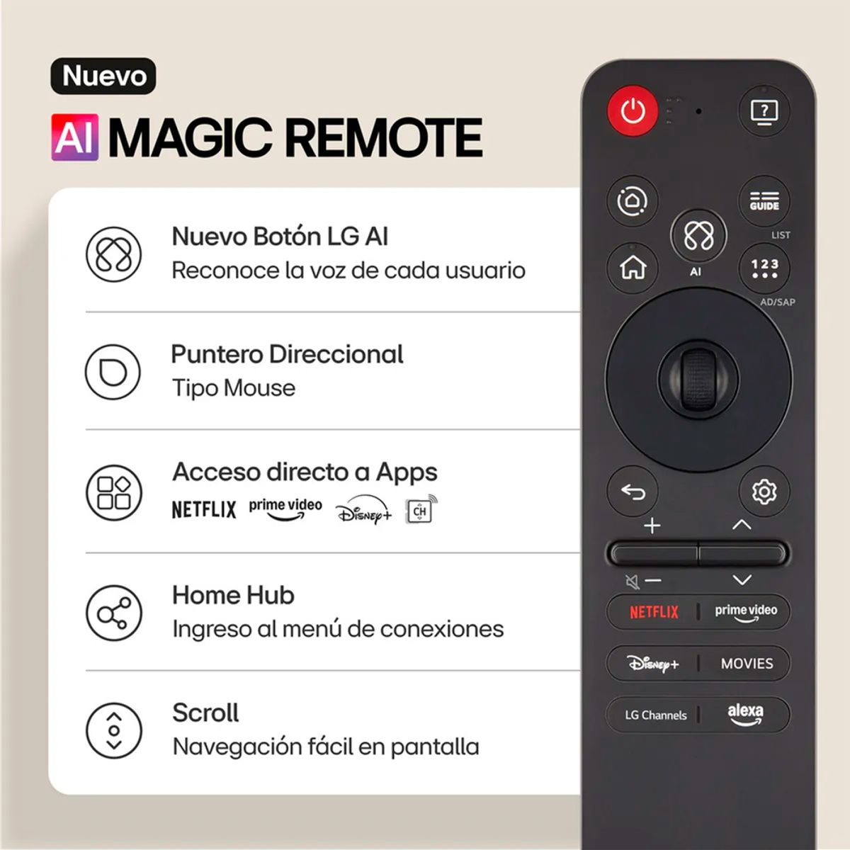 LG - Televisor LG 75 UHD 4K Smart AI ThinQ 75UA8050PSA con Magic Remoto - Negro