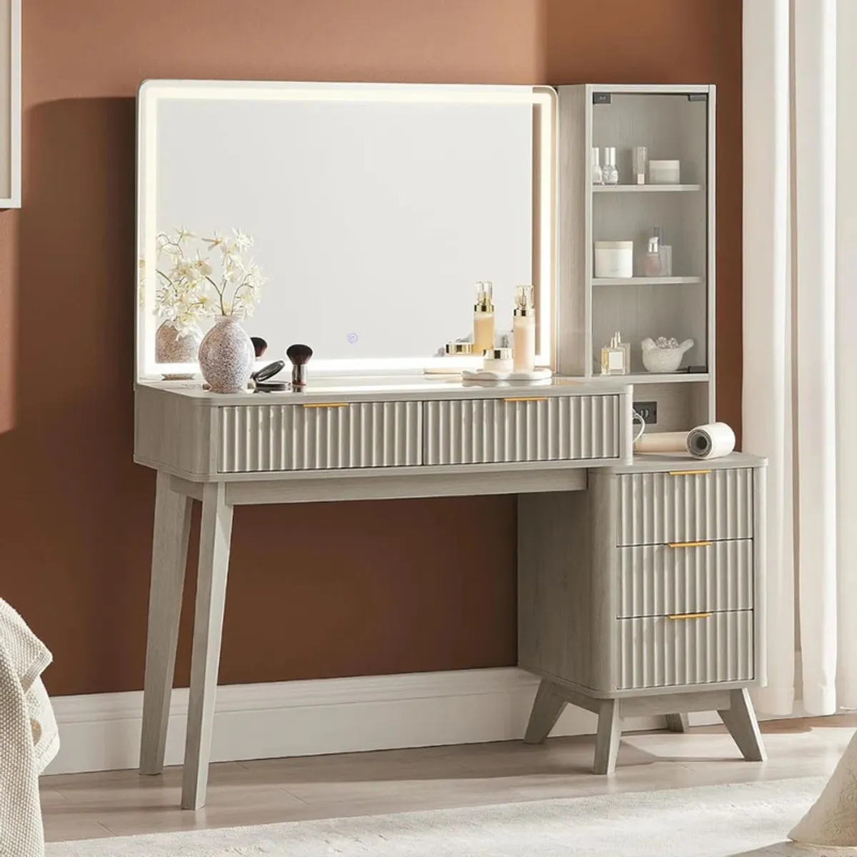 MASIVA HOME - Tocador con espejo Kamil Gris - Masiva Home