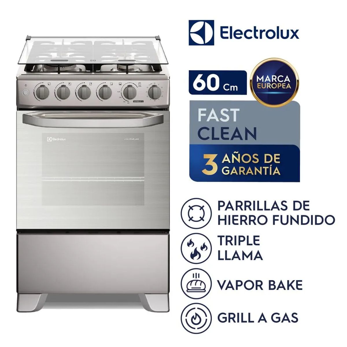 ELECTROLUX - Cocina 4 hornillas 60 cm Inox Electrolux FE4TMR