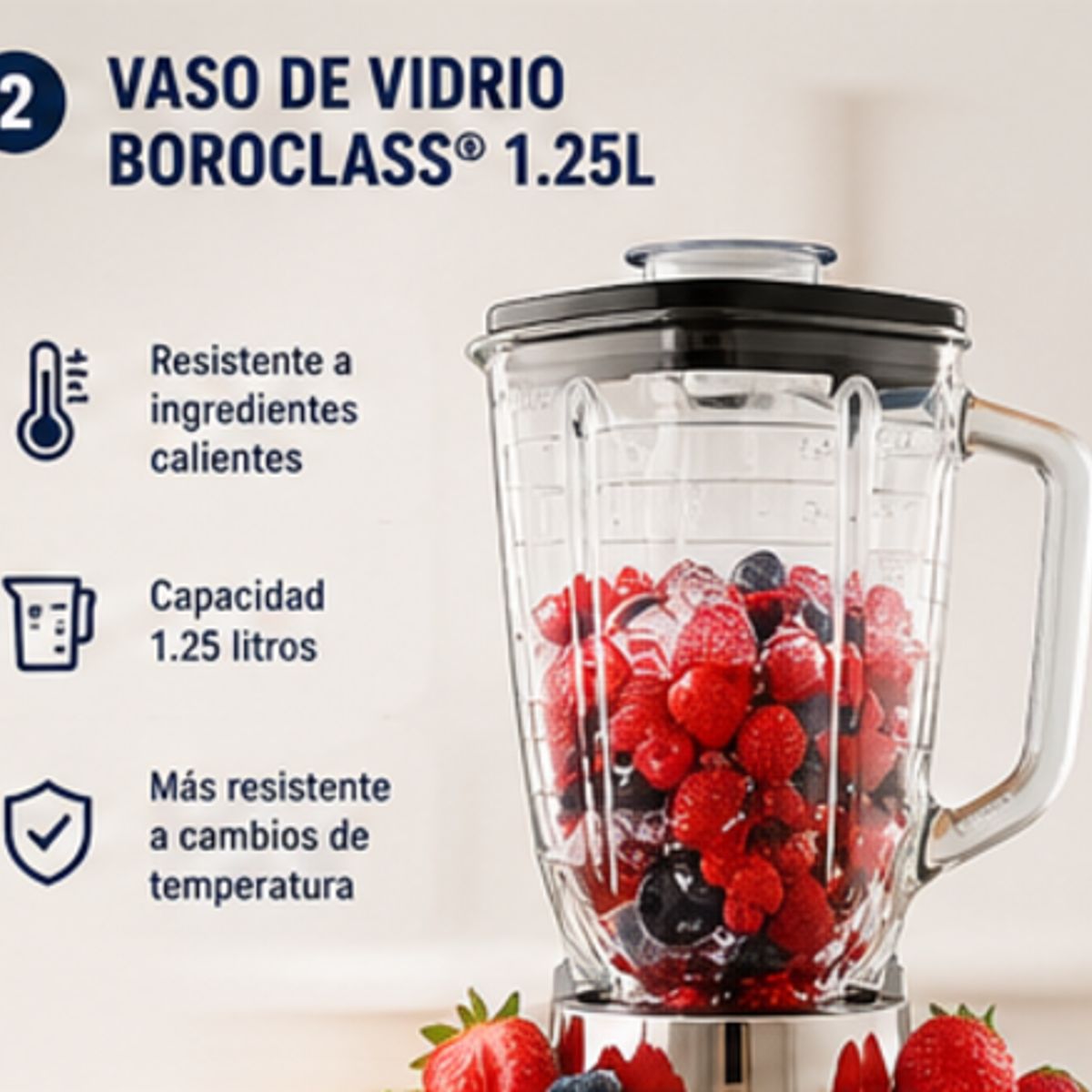OSTER - Licuadora Oster BLST4126R 1.25L 3 Velocidades Vaso de Vidrio Boroclass 1000W Roja