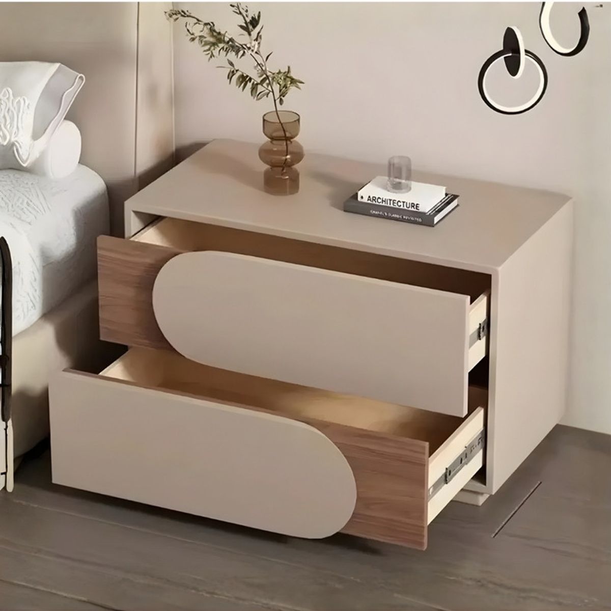 MASIVA HOME - Velador Mesa de Noche Alessia Marron y Beige - Masiva Home
