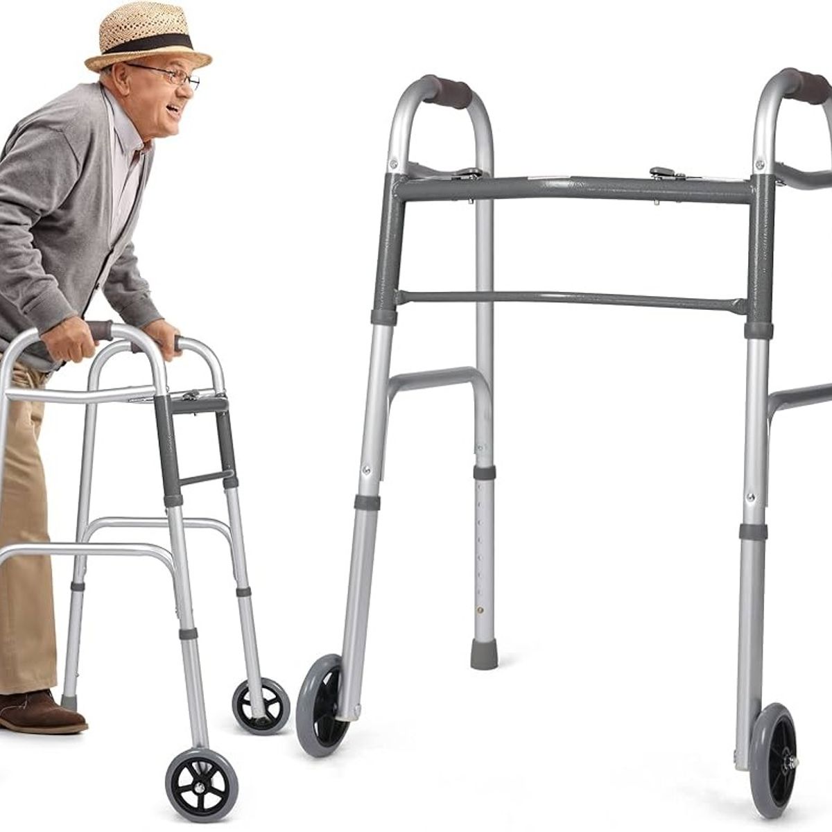 OEM - Andador De Aluminio Con Ruedas Para Adulto Mayor Plegable Regulable